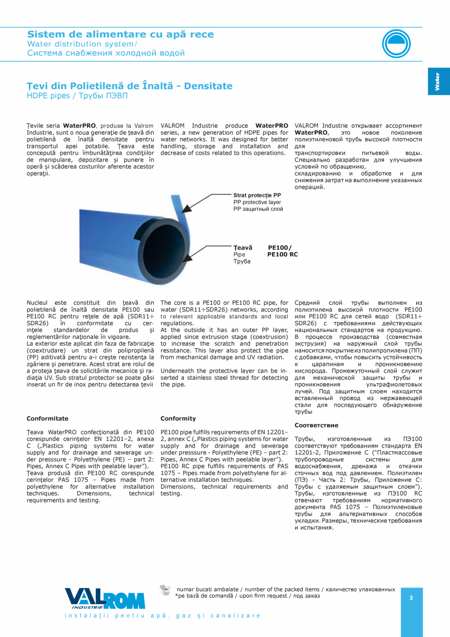 Pagina 3 - Sistem de alimentare cu apă rece VALROM Catalog, brosura Romana rease of costs related...