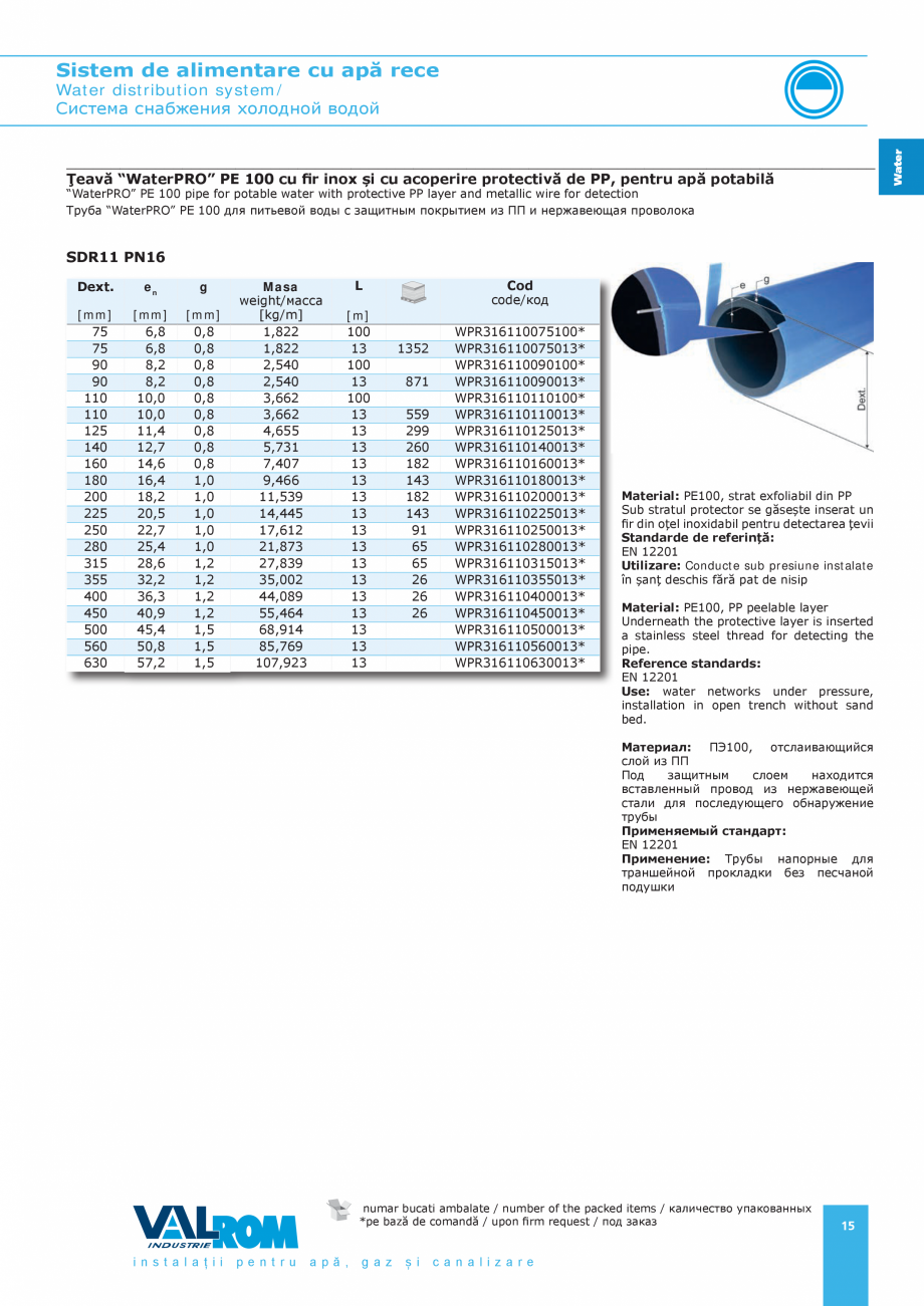 Pagina 15-Sistem de alimentare cu apă rece VALROM Catalog, brosura Romana 1-2
External layer is in addition...