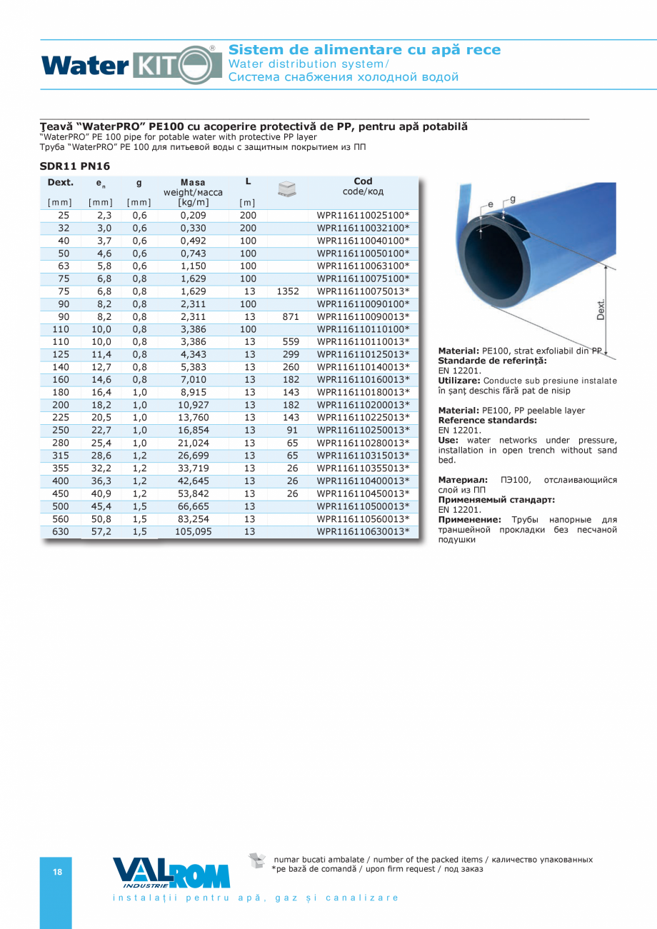 Pagina 18-Sistem de alimentare cu apă rece VALROM Catalog, brosura Romana ical damage
The outer layer is made...