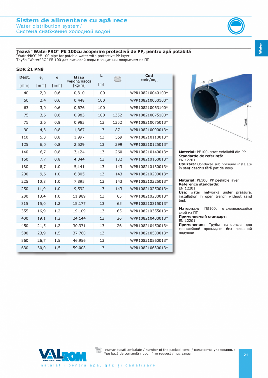 Pagina 21-Sistem de alimentare cu apă rece VALROM Catalog, brosura Romana oxidare sau murdărire.

Protection...