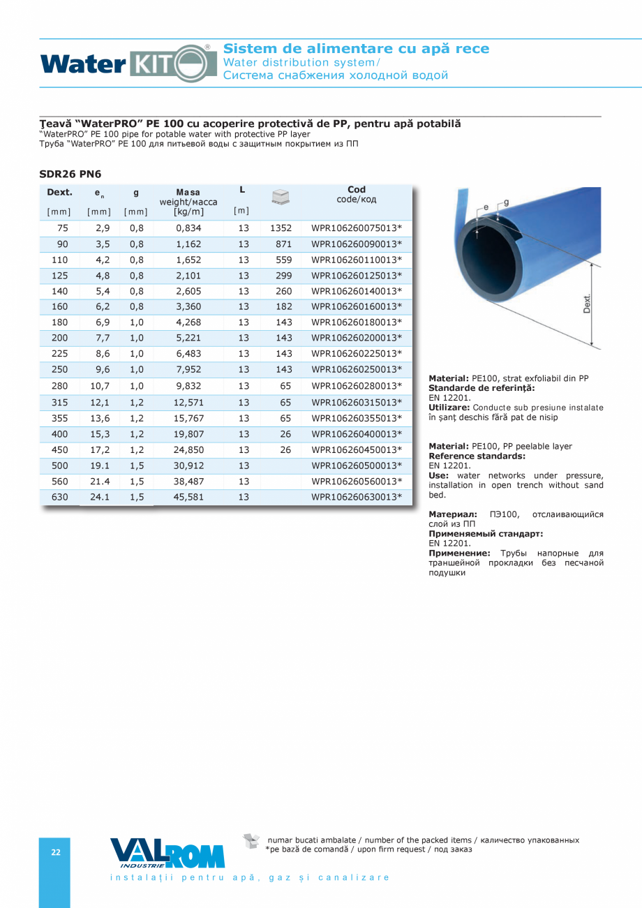 Pagina 22-Sistem de alimentare cu apă rece VALROM Catalog, brosura Romana  din PP protejează ţeava făcând...