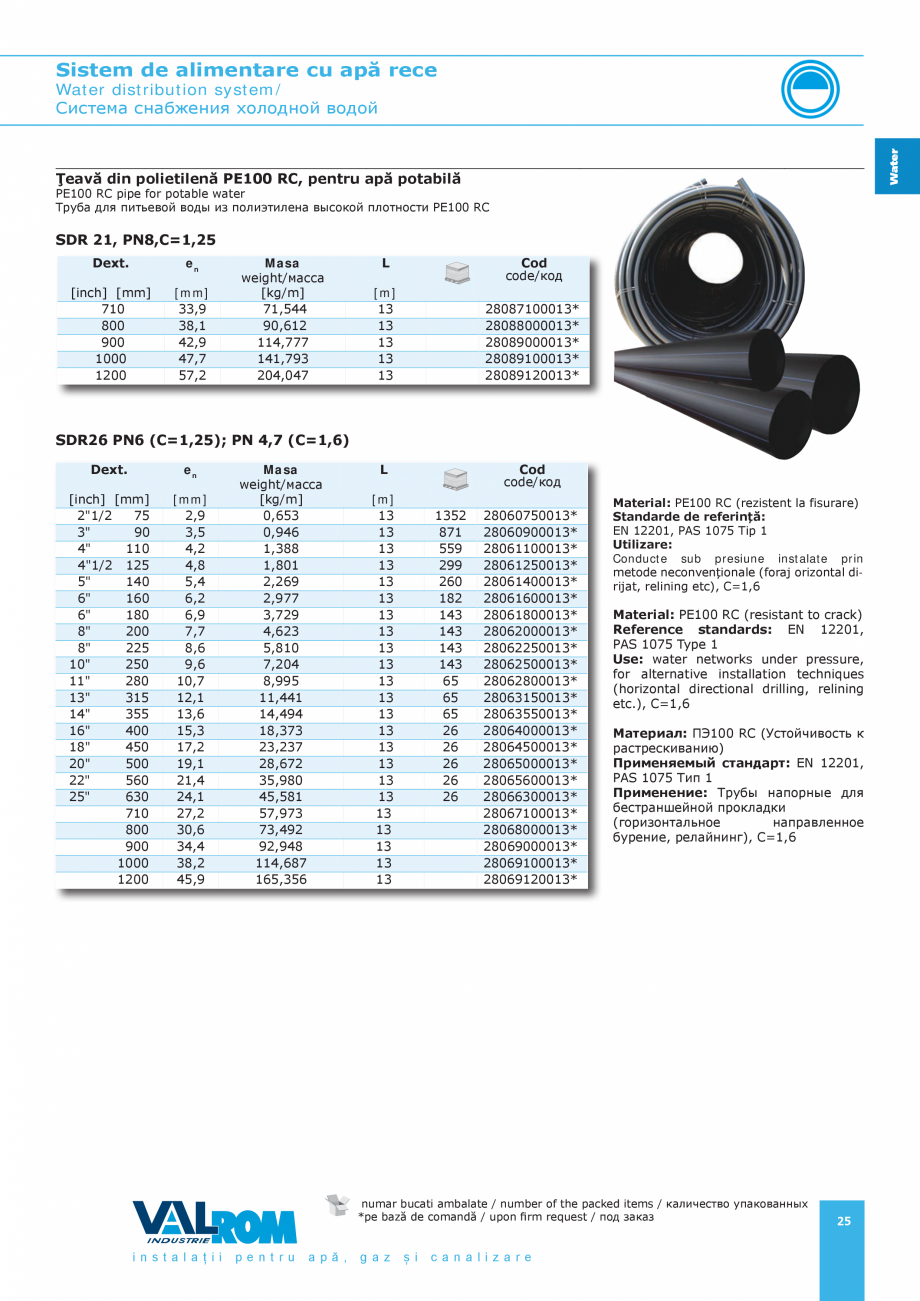 Pagina 25-Sistem de alimentare cu apă rece VALROM Catalog, brosura Romana ste conform cu noua cerință....