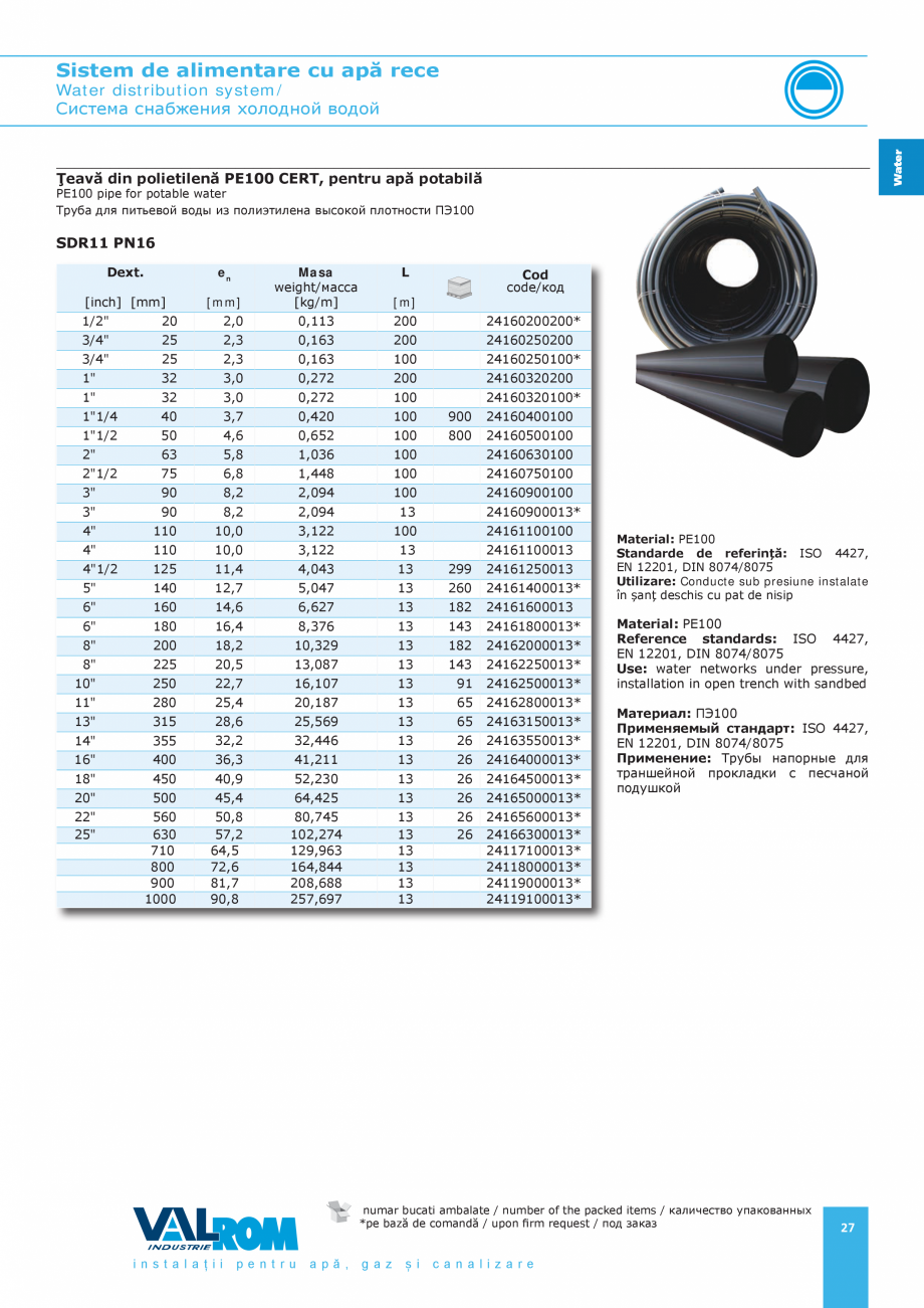 Pagina 27-Sistem de alimentare cu apă rece VALROM Catalog, brosura Romana ать необходимо...