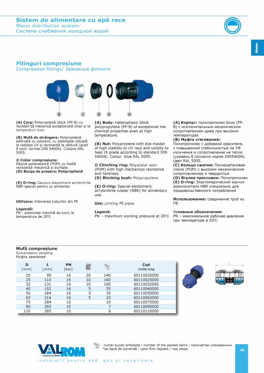 Pagina 49-Sistem de alimentare cu apă rece VALROM Catalog, brosura Romana i

pent r u

apă,

gaz

și

ca n ...