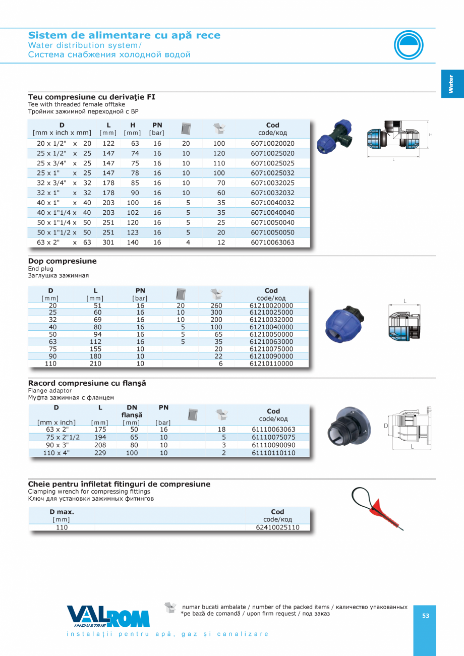 Pagina 53-Sistem de alimentare cu apă rece VALROM Catalog, brosura Romana O” PE 100 pipe for potable water ...