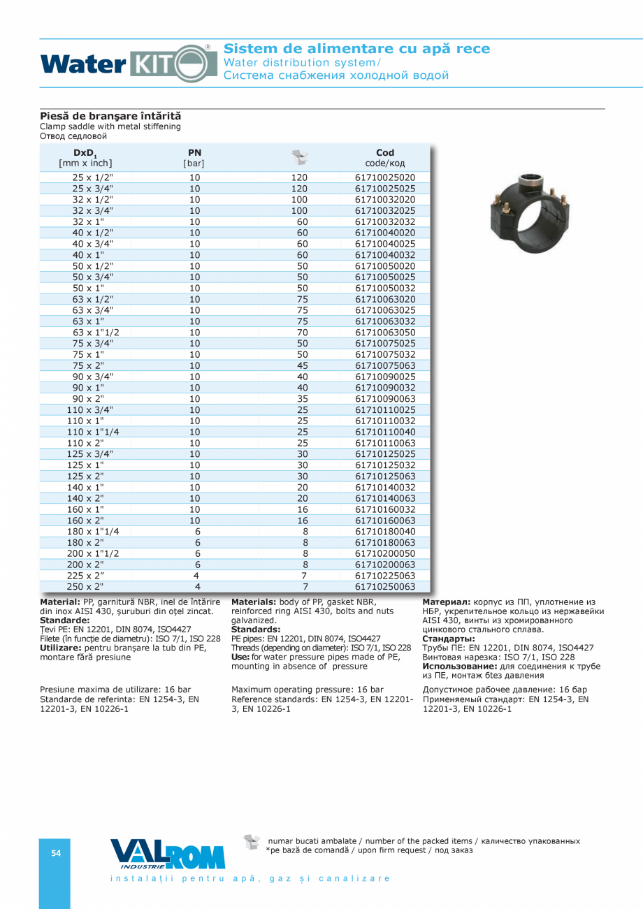 Pagina 54-Sistem de alimentare cu apă rece VALROM Catalog, brosura Romana 6110140013*
WPR316110160013*...