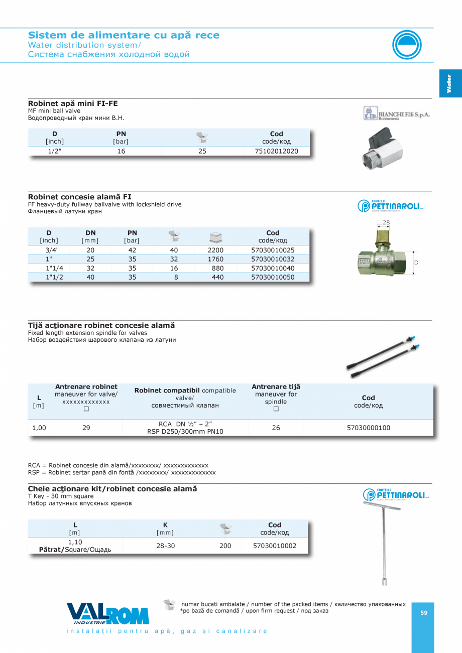 Pagina 59-Sistem de alimentare cu apă rece VALROM Catalog, brosura Romana ванных
*pe bază de comandă ...
