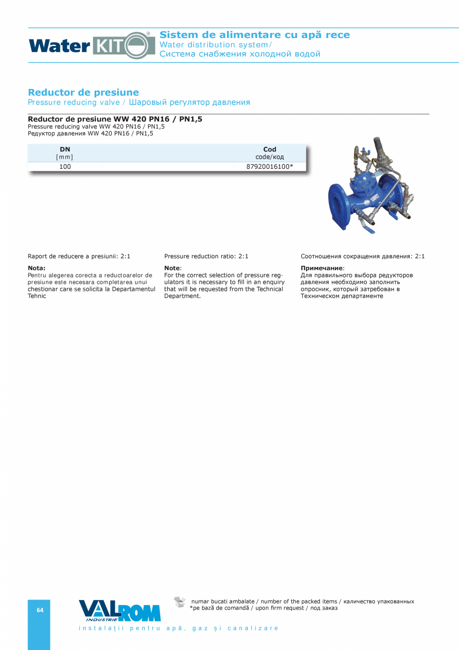 Pagina 64 - Sistem de alimentare cu apă rece VALROM Catalog, brosura Romana 3*
WPR116110180013*...