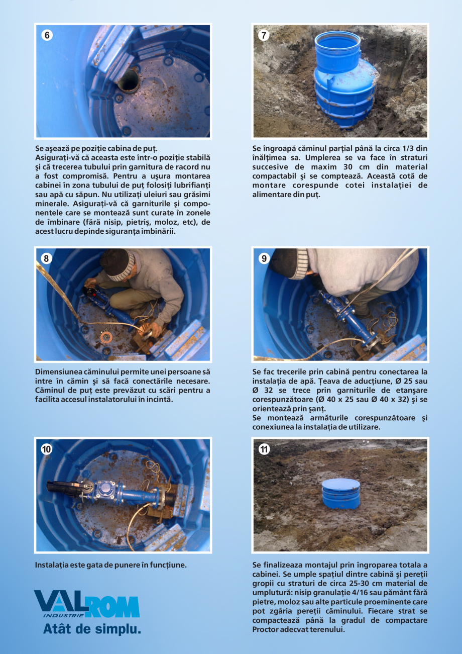 Pagina 2-Montaj cabine puț 1100 VALROM Cabină puțuri Instructiuni montaj, utilizare Romana þi uleiuri sau...