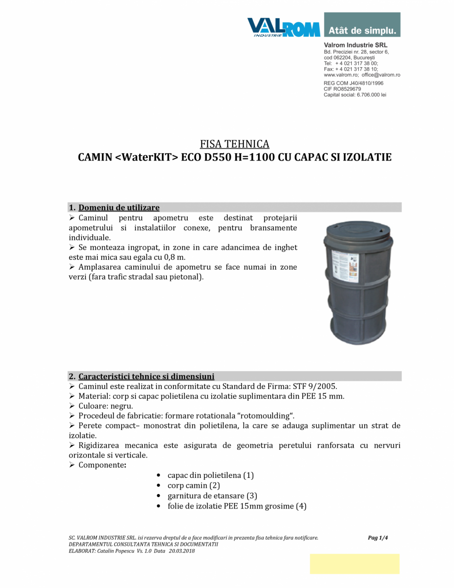 Pagina 1-Camin apometru ECO D550 H_1100 cu izolație 20180320_47701551299 VALROM Cămine din polietilenă...