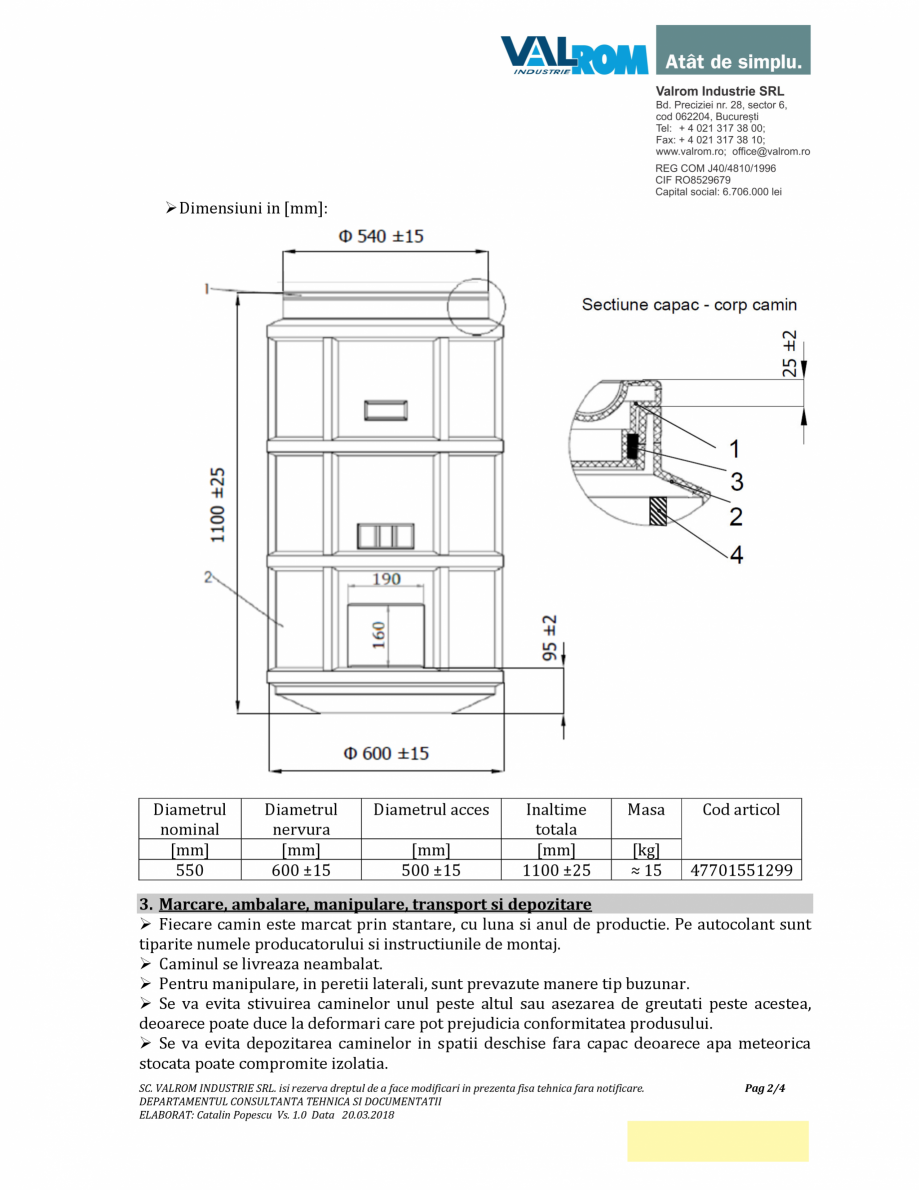 Pagina 2-Camin apometru ECO D550 H_1100 cu izolație 20180320_47701551299 VALROM Cămine din polietilenă...