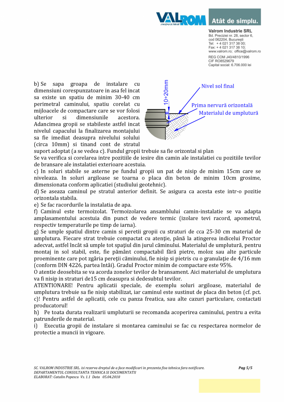 Pagina 5-Cămin ECO D550 H_1100 cu instalație și capac VALROM Cămine din polietilenă Fisa tehnica Romana ...