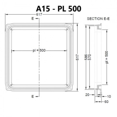 VALROM Capac compozit SMC - A15 pas liber 500 mm - sectiune E-E - Capace pentru