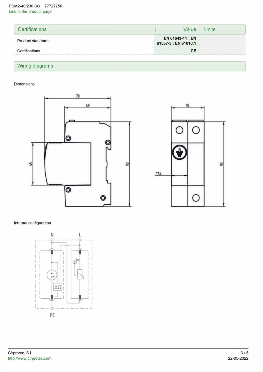 Pagina 3-Dispozitiv de protectie la supratensiune cu sistem de monitorizare - Type 2, 2 poles, Single Phase...