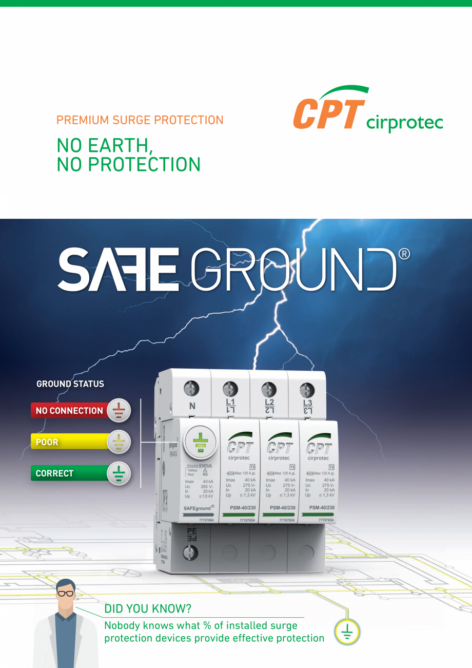 Pagina 1-Dispozitiv de protectie la supratensiune cu sistem de monitorizare CPT Cirprotect SAFEGROUND®...