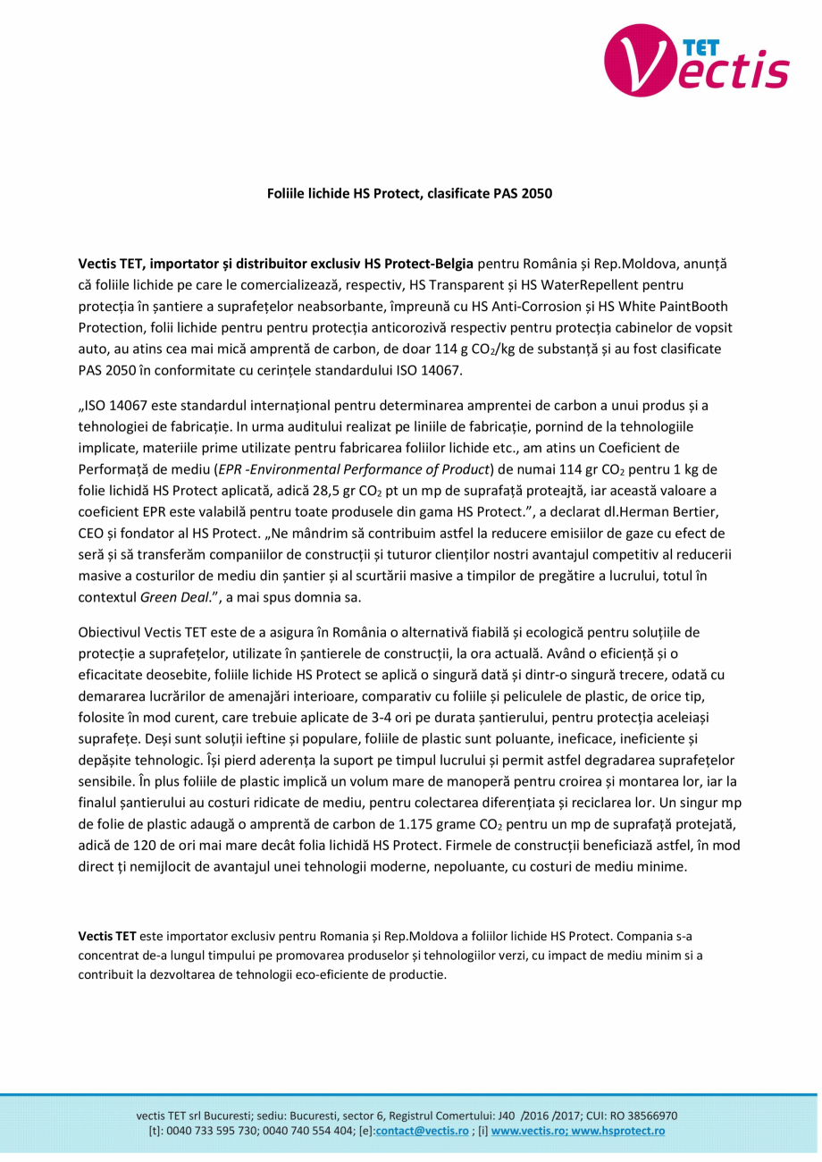 Pagina 1-Foliile lichide HS Protect, clasificate PAS 2050 HS PROTECT HS Transparent, HS WaterRepellent...