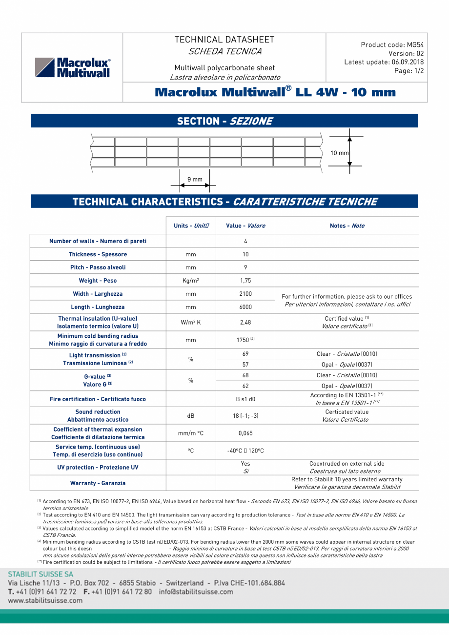 Pagina 1-Policarbonat 10 mm/ 4 pereti pentru aplicati industriale PLASTIC PREST 5G PREMIUM Fisa tehnica...