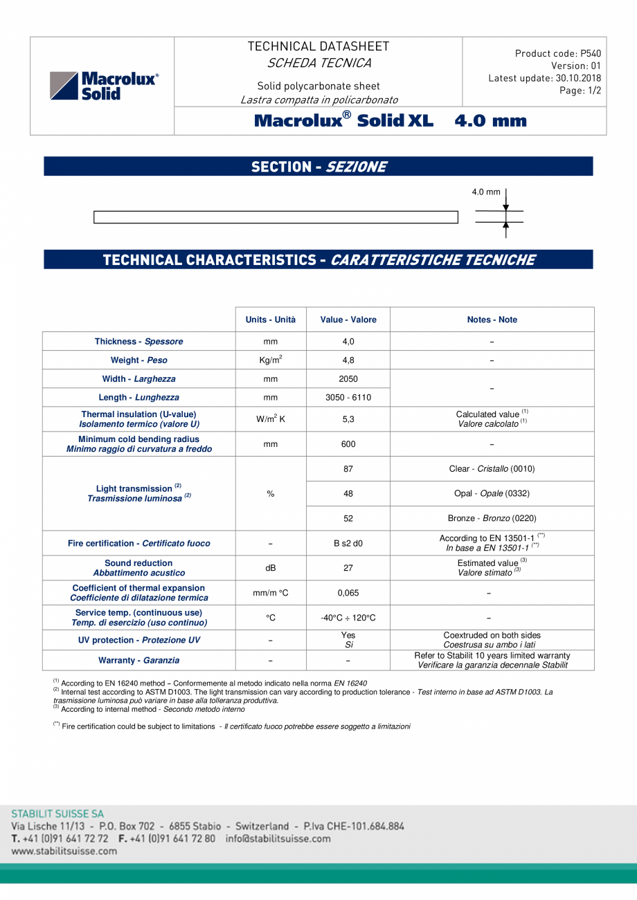 Pagina 1-Policarbonat compact 4 mm PLASTIC PREST BRONZ Fisa tehnica Engleza TECHNICAL DATASHEET

Product...