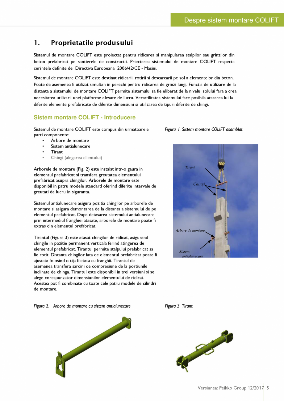 Pagina 4 - Sistem montare pentru elemente prefabricate din beton PEIKKO COLIFT Fisa tehnica Romana...