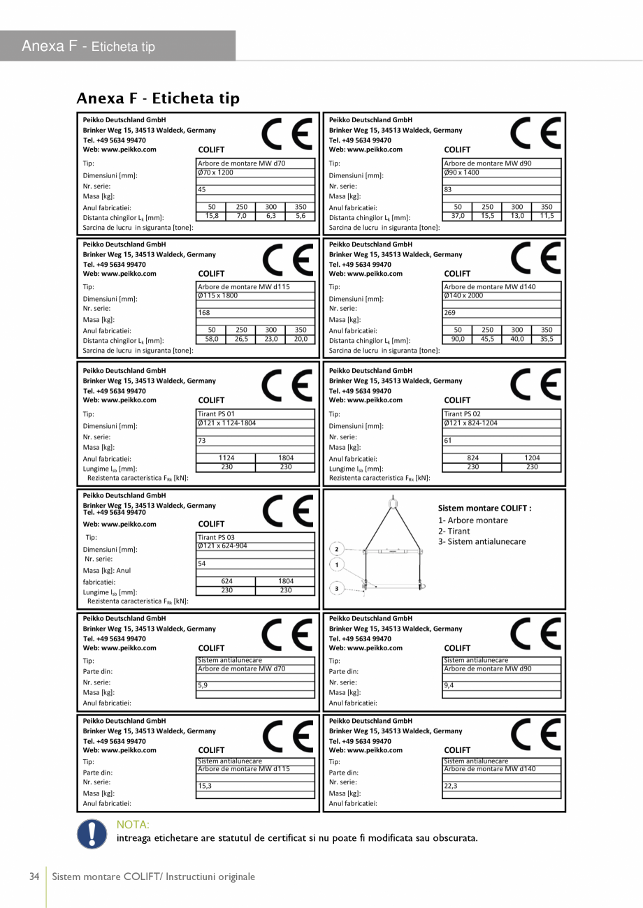 Pagina 34 - Sistem montare pentru elemente prefabricate din beton PEIKKO COLIFT Fisa tehnica Romana ...