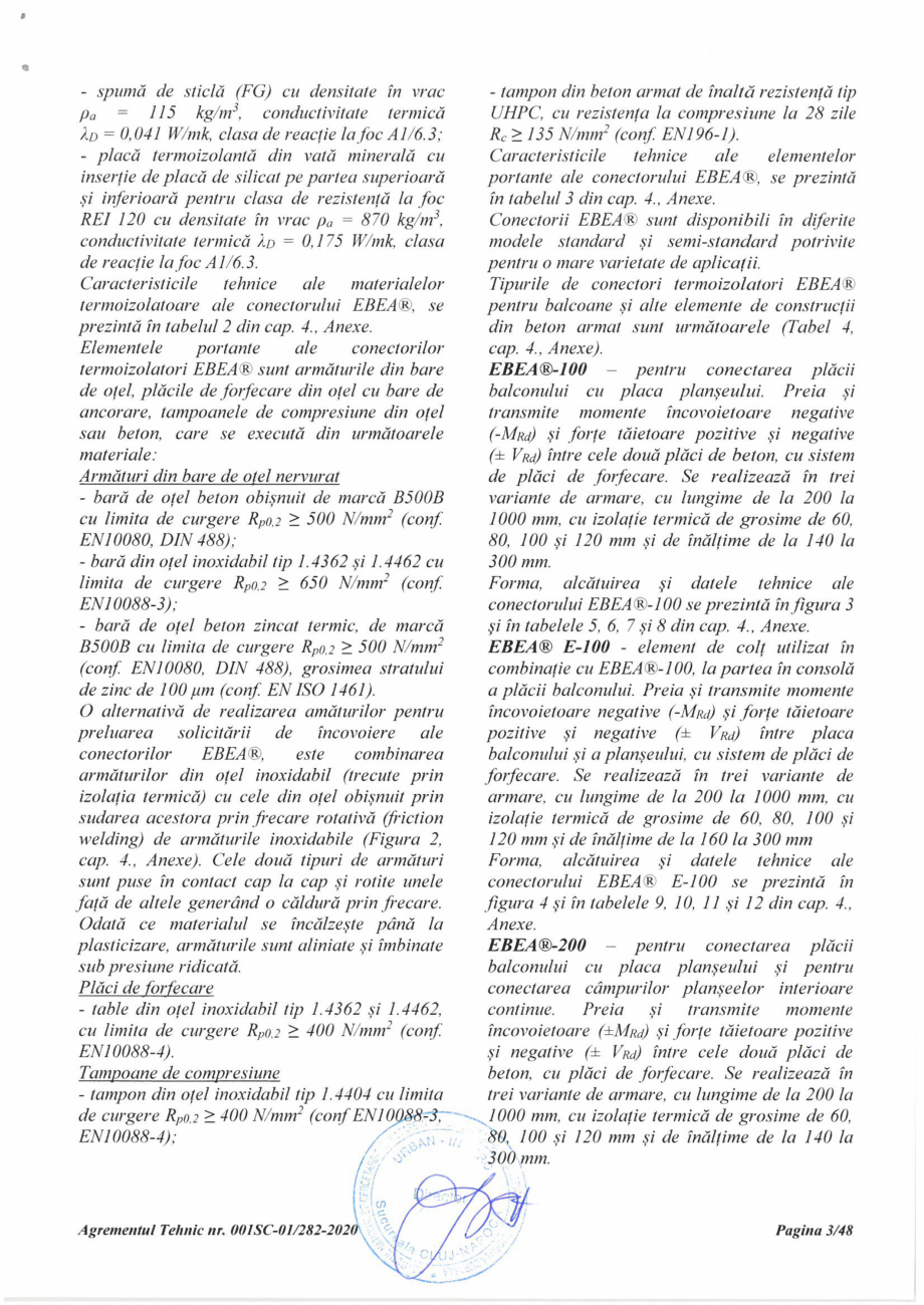 Pagina 3 - Agrement Tehnic 001SC-01/282-2020 pentru conectori termoizolatori PEIKKO EBEA®...