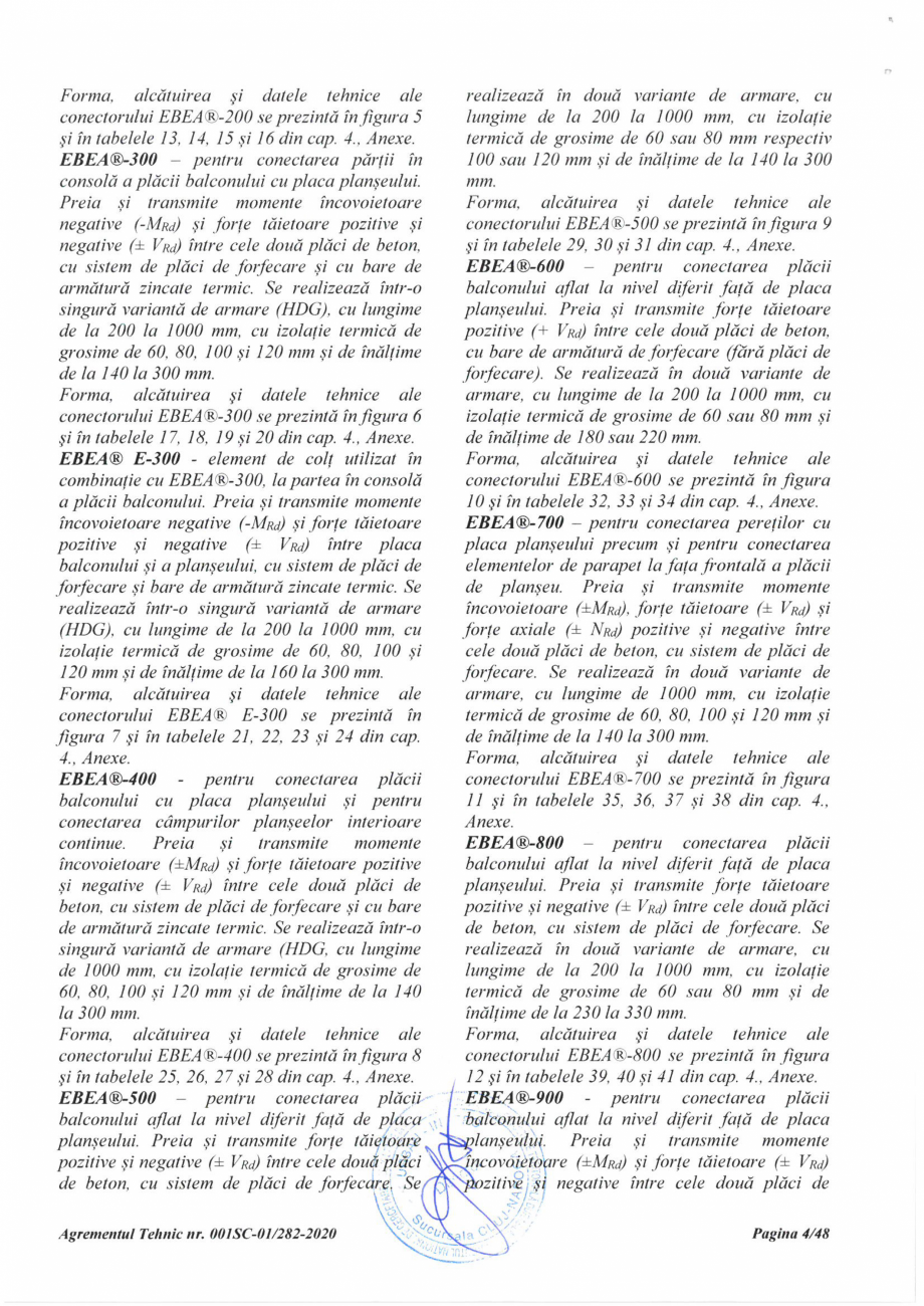 Pagina 4 - Agrement Tehnic 001SC-01/282-2020 pentru conectori termoizolatori PEIKKO EBEA®...