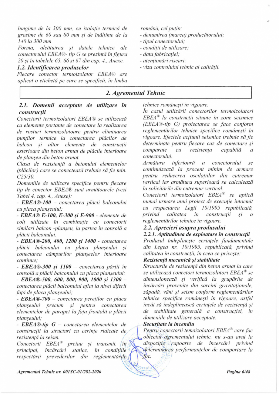 Pagina 6 - Agrement Tehnic 001SC-01/282-2020 pentru conectori termoizolatori PEIKKO EBEA®...