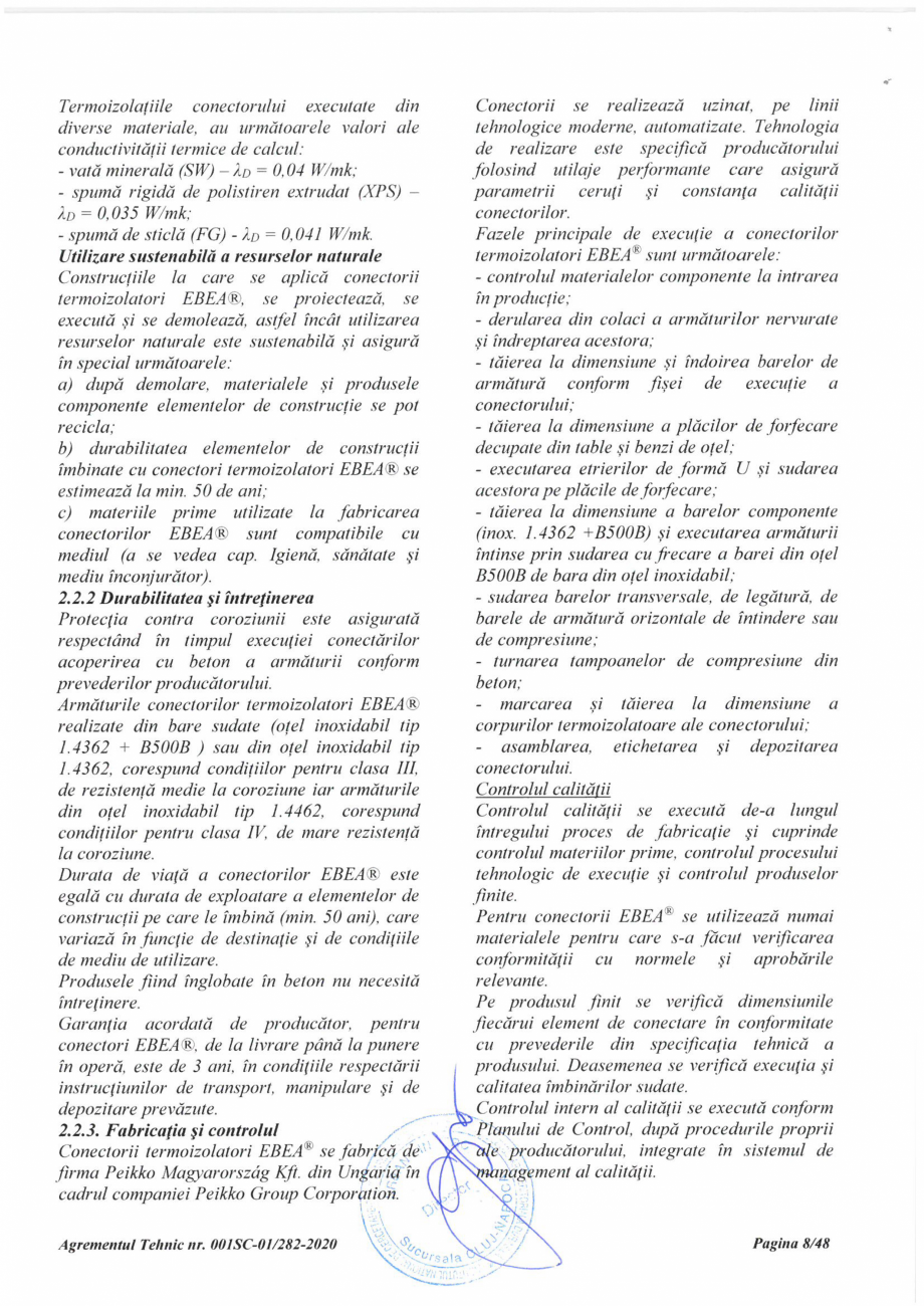 Pagina 8 - Agrement Tehnic 001SC-01/282-2020 pentru conectori termoizolatori PEIKKO EBEA®...