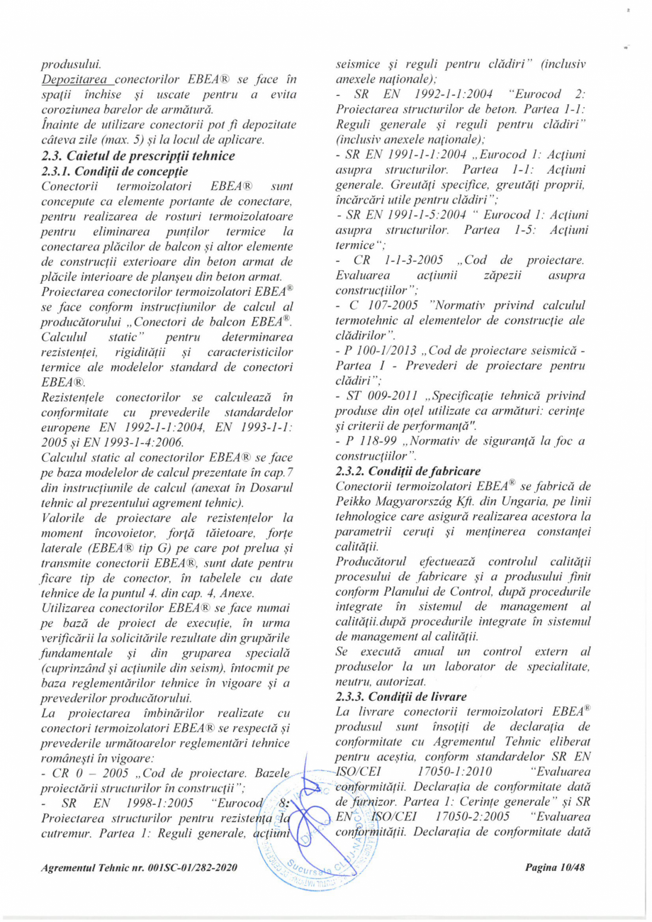 Pagina 10 - Agrement Tehnic 001SC-01/282-2020 pentru conectori termoizolatori PEIKKO EBEA®...