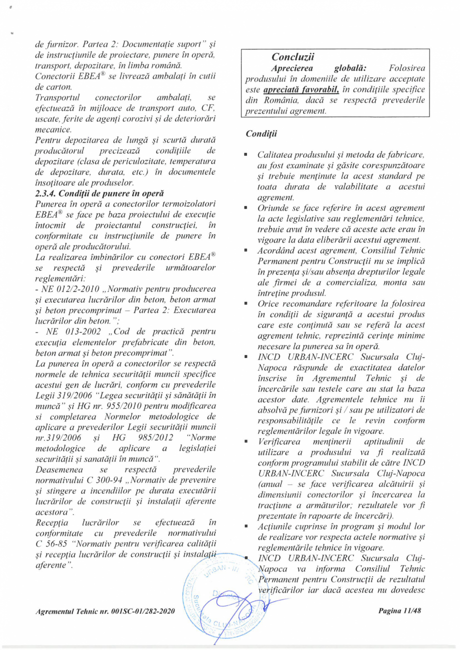 Pagina 11 - Agrement Tehnic 001SC-01/282-2020 pentru conectori termoizolatori PEIKKO EBEA®...