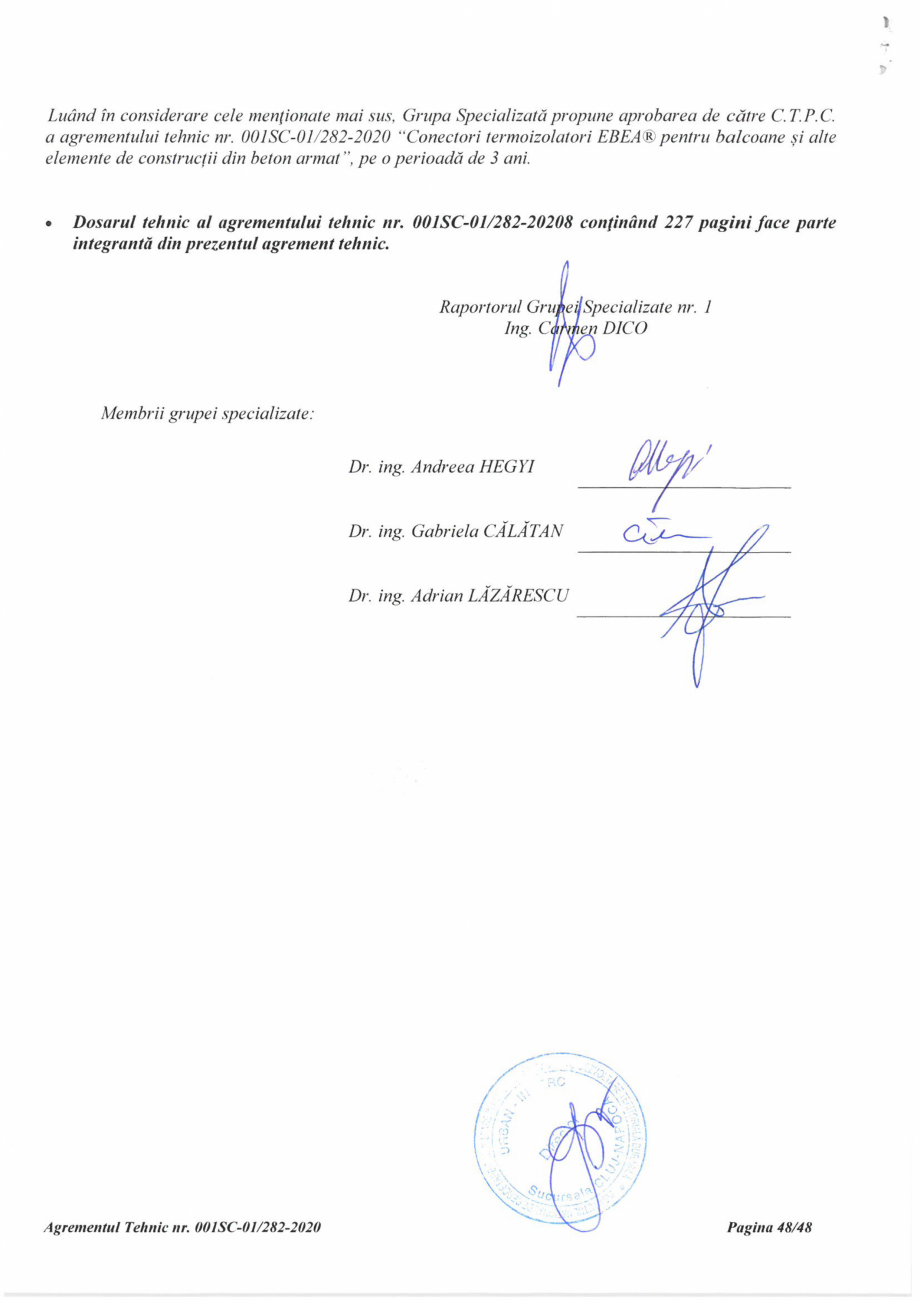 Pagina 48 - Agrement Tehnic 001SC-01/282-2020 pentru conectori termoizolatori PEIKKO EBEA®...