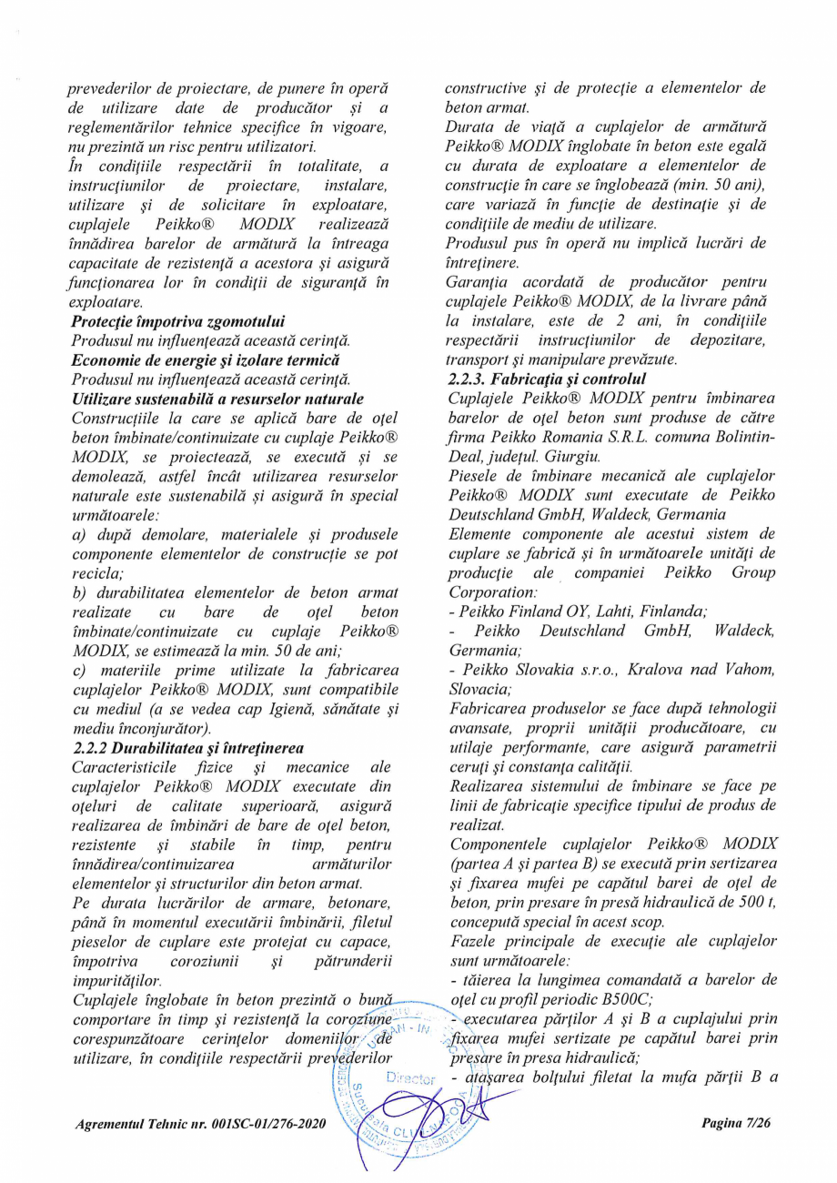 Pagina 7 - Agrement Tehnic 001SC-01/276-2020 pentru cuplaje pentru conectarea barelor de otel beton ...