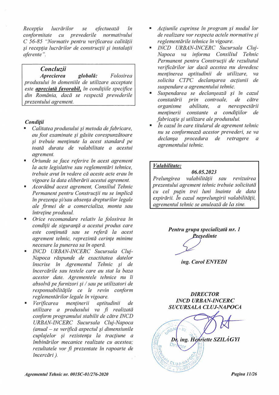 Pagina 11 - Agrement Tehnic 001SC-01/276-2020 pentru cuplaje pentru conectarea barelor de otel beton...
