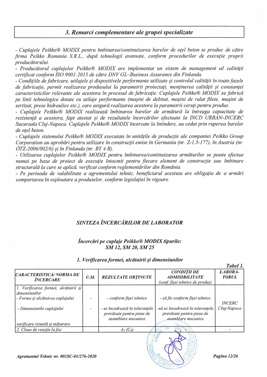 Pagina 12 - Agrement Tehnic 001SC-01/276-2020 pentru cuplaje pentru conectarea barelor de otel beton...