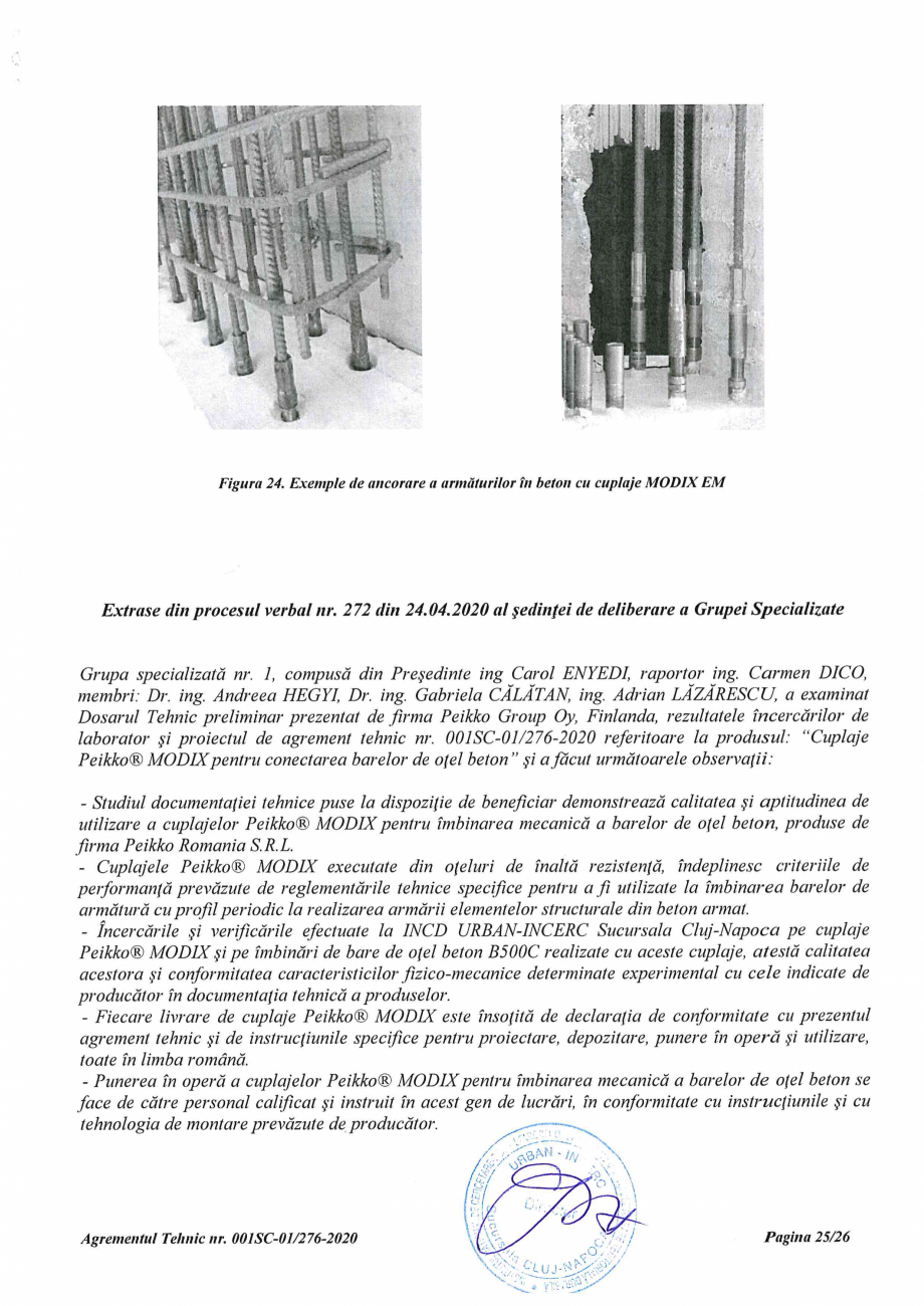 Pagina 25 - Agrement Tehnic 001SC-01/276-2020 pentru cuplaje pentru conectarea barelor de otel beton...