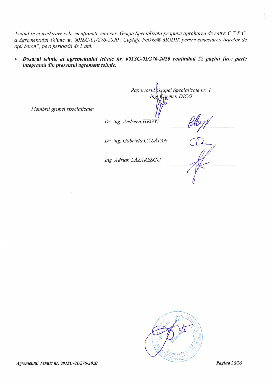 Pagina 26 - Agrement Tehnic 001SC-01/276-2020 pentru cuplaje pentru conectarea barelor de otel beton...