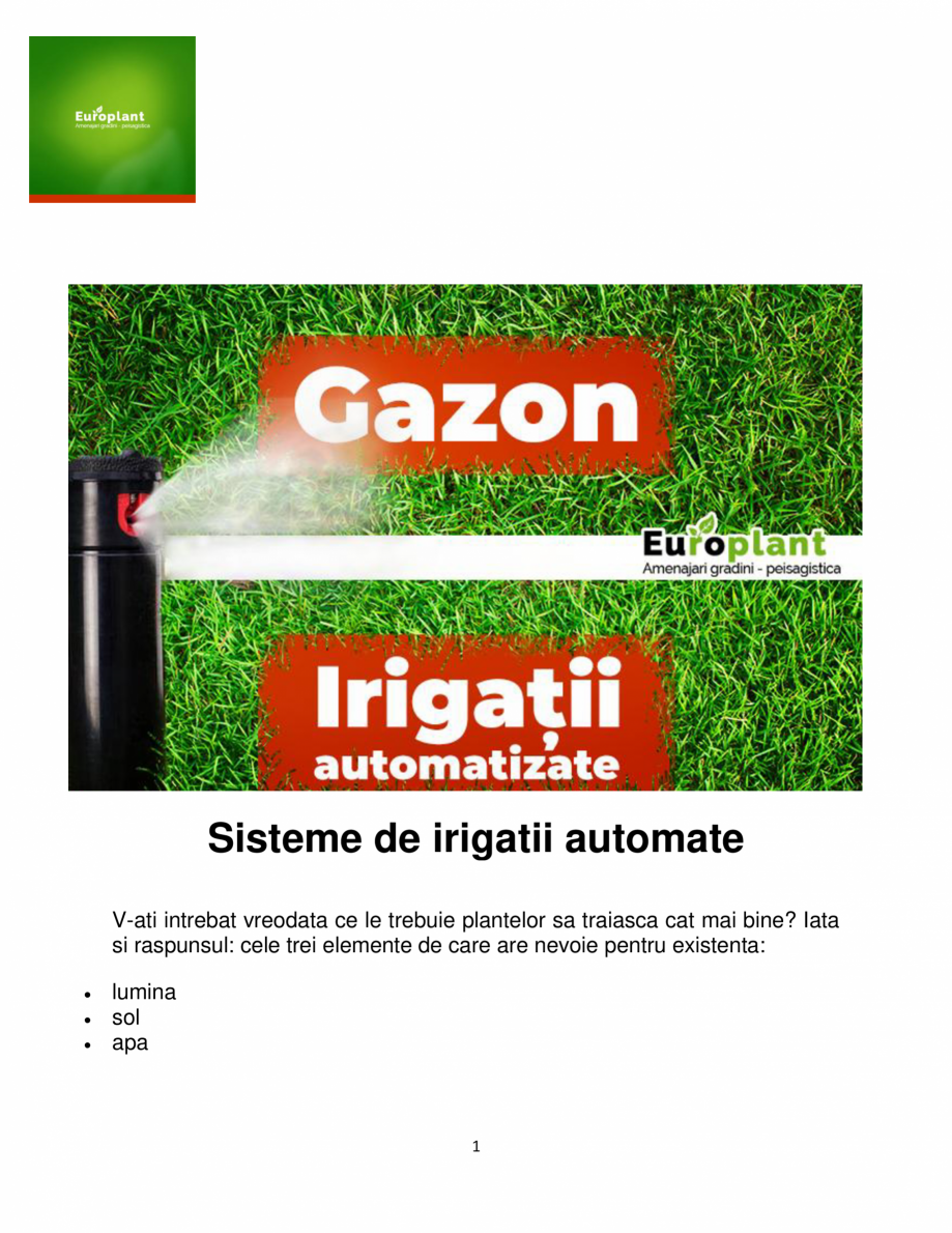 Pagina 1-Sisteme de irigatii automate V & V EUROPLANT DESIGN 	V & V EUROPLANT DESIGN  Catalog,...