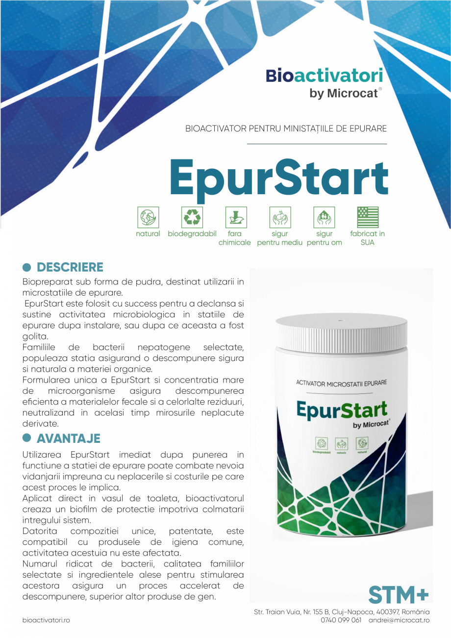 Pagina 1-Activator microbiologic statii de epurare MICROCAT EPUR START Fisa tehnica Romana BIOACTIVATOR...