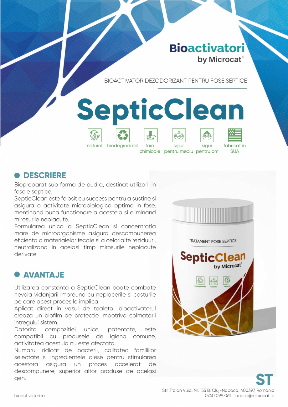 Pagina 1-Tratament microbiologic pentru sustinerea activitatii foselor septice MICROCAT SEPTIC CLEAN Fisa...
