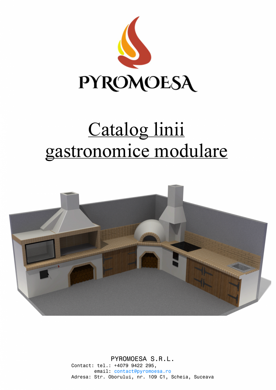 Pagina 1-Catalog linii gastronomice modulare PYROMOESA Gratare, Cuptoare, Plite, Afumatoare, Blat de lucru...
