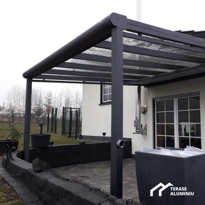Detaliu terasa cu structura din aluminiu TERASE DIN ALUMINIU&GLASS SYSTEM Terase cu structura din aluminiu