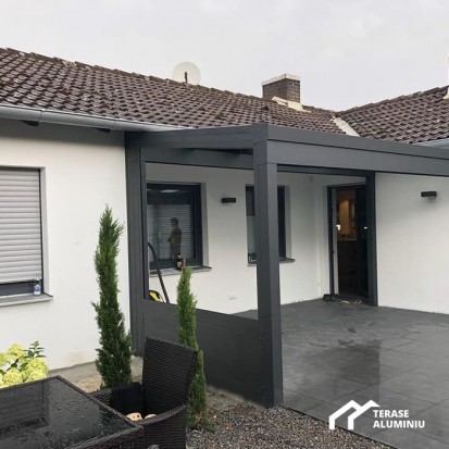 Terasa din aluminiu vazuta de aproape TERASE DIN ALUMINIU&GLASS SYSTEM Terase cu structura din aluminiu