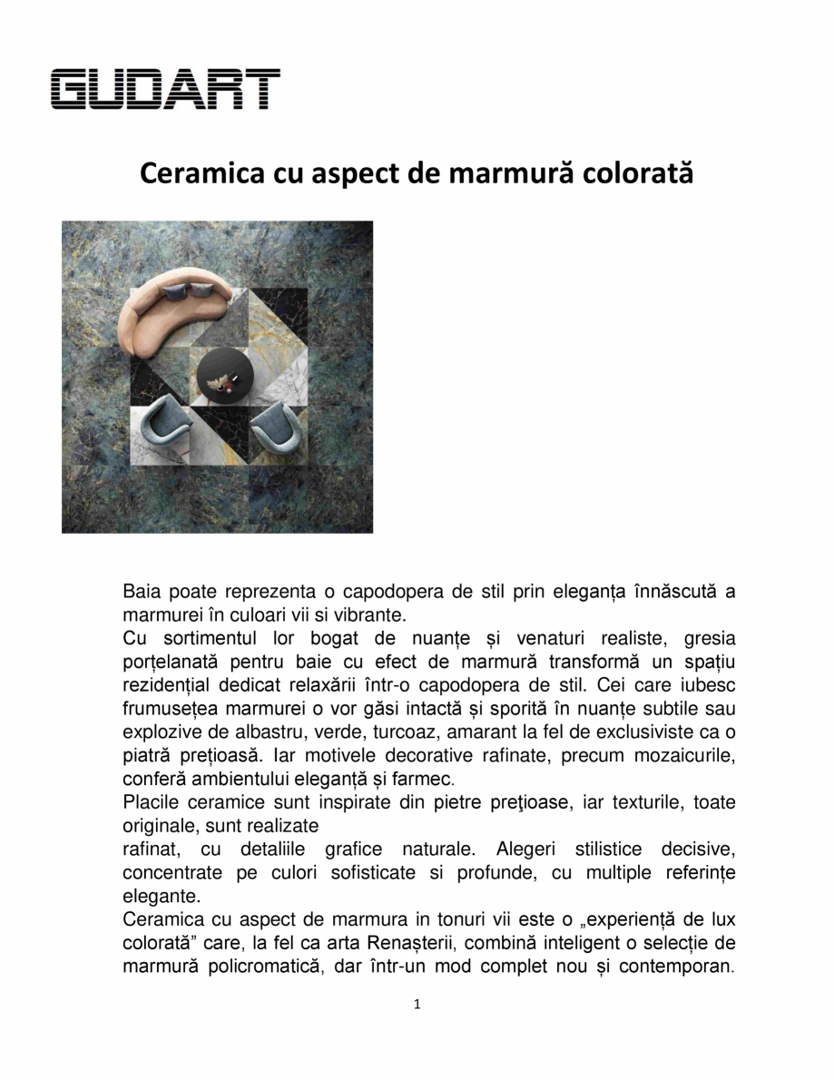 Pagina 1 - Ceramica cu aspect de marmura GUDART INTERIOR aspect de marmura colorata Catalog, brosura...