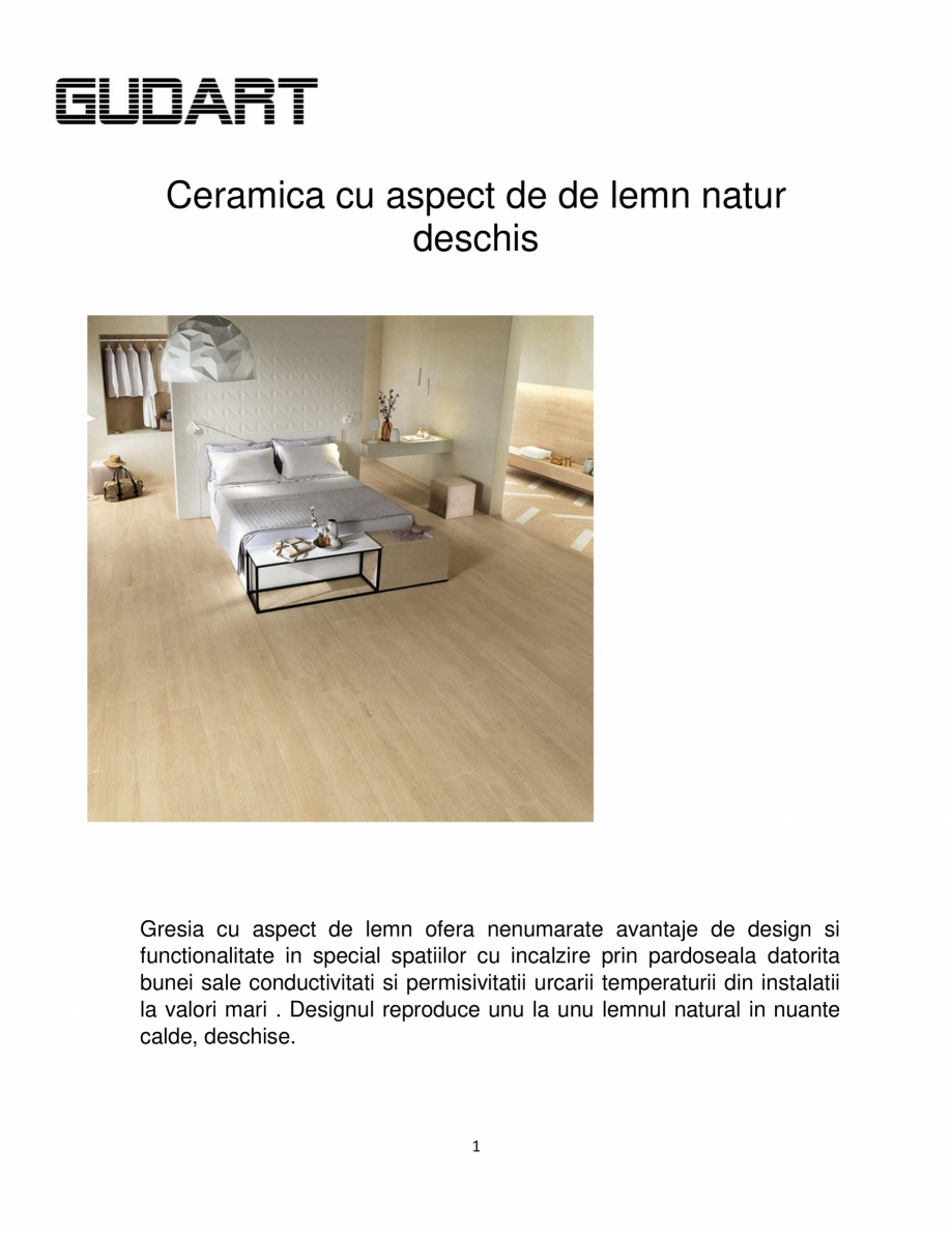 Pagina 1-Ceramica cu aspect de lemn GUDART INTERIOR aspect lemn natur deschis Catalog, brosura Romana...