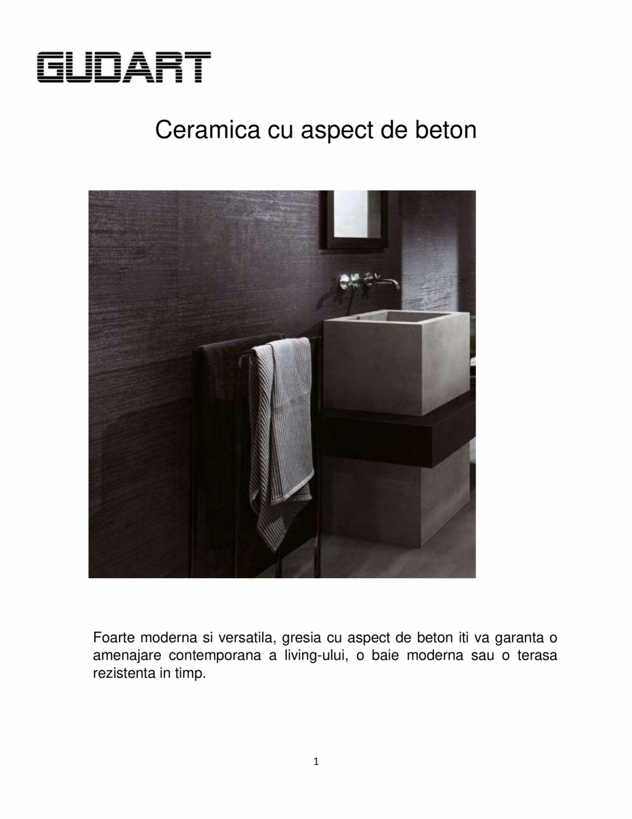 Pagina 1-Ceramica cu aspect de beton GUDART INTERIOR aspect beton Catalog, brosura Romana Ceramica cu aspect ...