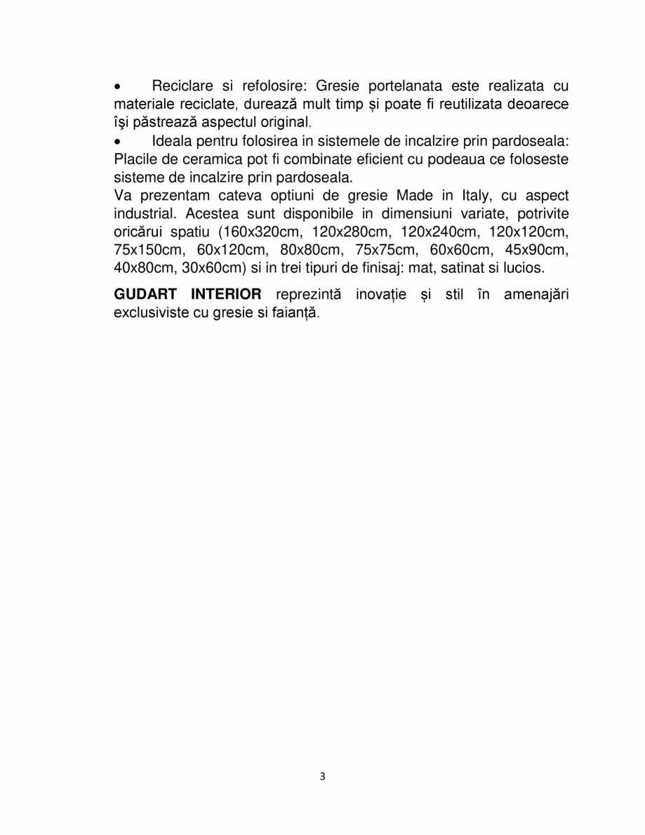Pagina 3 - Ceramica cu aspect industrial GUDART INTERIOR Catalog, brosura Romana ând
economia de...