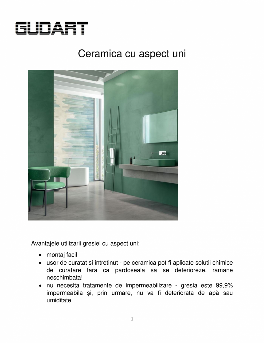Pagina 1-Ceramica cu aspect uni GUDART INTERIOR Catalog, brosura Romana Ceramica cu aspect uni

Avantajele...