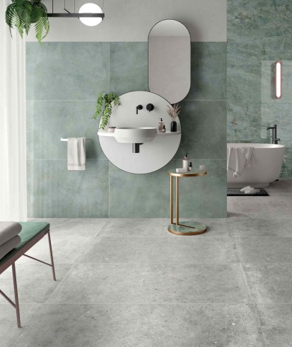 Vedere de aproape - baie amenajata cu gresie Ceramica LASTRA