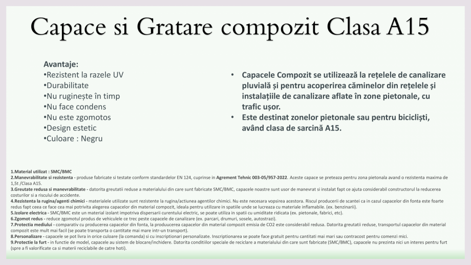 Pagina 1-Capace compozit A15 Meda Park Fisa tehnica Romana Capace si Gratare compozit Clasa A15
Avantaje:...