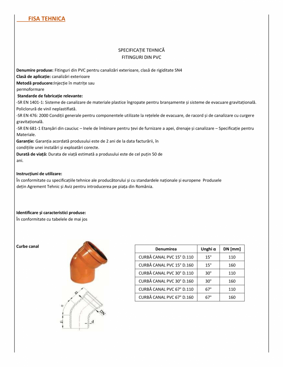 Pagina 1-Fitinguri pvc OFFPIGEON Fisa tehnica Romana FISA TEHNICA

SPECIFICAȚIE TEHNICĂ
FITINGURI DIN PVC...